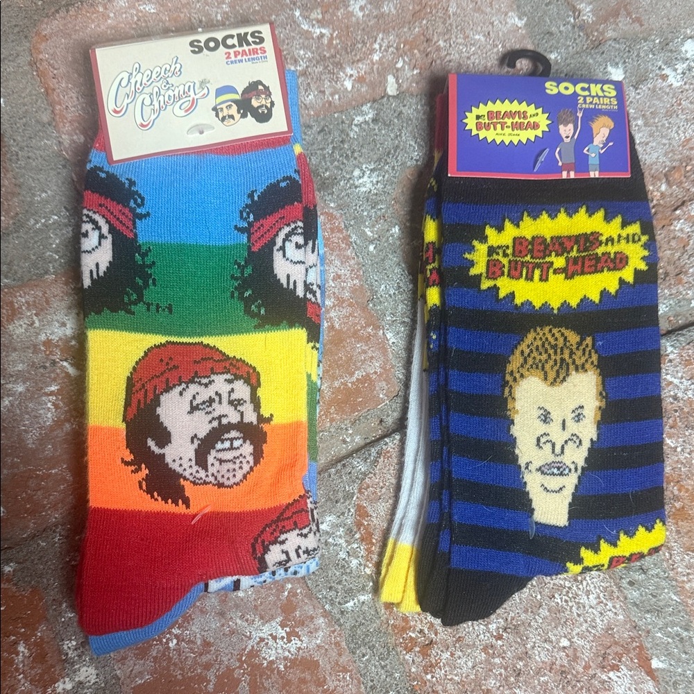Novelty Socks Beavis and Butt-Head and Cheech & Chong